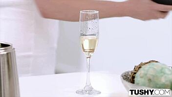 A married couple shares the bride's tight redhead asshole right after the wedding ceremony