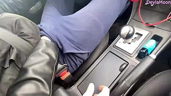 stranger pulls over for dirty car blowjob from sexy pierced slut