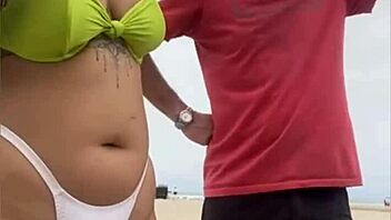 cheese vendor stares endlessly at my bare beach pussy