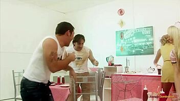 food fight at restaurant sparks wild group pounding with big tits and sloppy rides