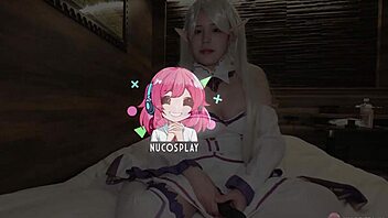 Miu Akino's Skinny Cosplay Masturbation With Toy In Bed