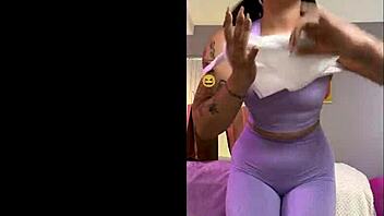 Thick Latina accidentally fucks boyfriend while stripping for fans!