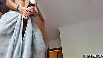 latino hunk rams fleshlight by window cums deep inside