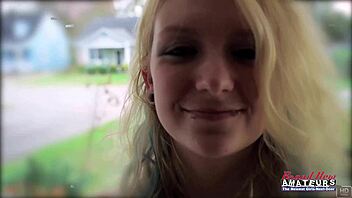 skinny blonde coed chelsie deepthroat pussy cum facial