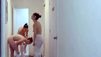ballerinas slobberin on instructors thick cock in group blowbang