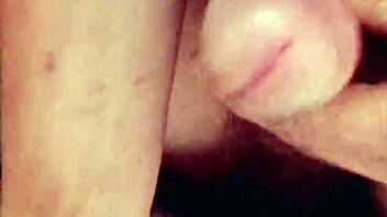 guy gives short foreskin cock slow teasing handjob stroke
