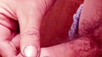 guy gives short foreskin cock slow teasing handjob stroke