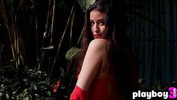 big tits latina milf strips from red dress outdoors