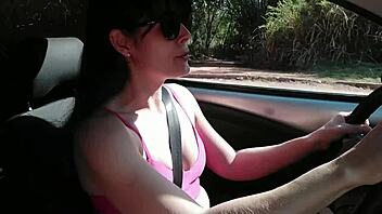 naughty wife flashes tits street stranger blowjob swallow cum