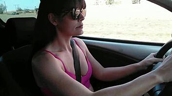 naughty wife flashes tits street stranger blowjob swallow cum