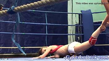 Wrestling Babes Slam Strapon in Intense Lesbian Fuck