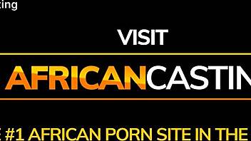 Skinny Ebony Model Applies Rough Interracial Casting Ride