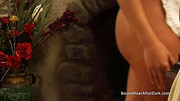Lesbian mistress bound and penetrated deeply by massive strapon until orgasm