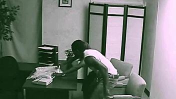 black couple sneaks hardcore fuck and blowjob in office