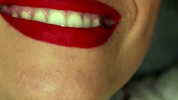 brunette smiles wide as cumshot blasts her face in close-up pov