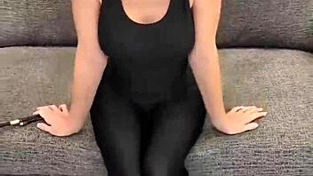 Black Bodysuit Hugs Ass in Shiny Hunter Boots