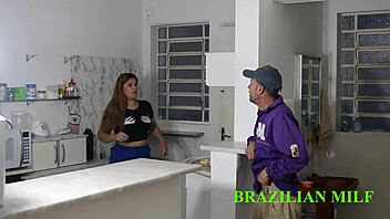 stepdad's monster cock barebacks stepdaughter in kitchen!