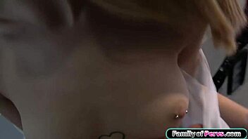 petite blonde teen refuses shirt off but fingers pierced tits for older guy pov