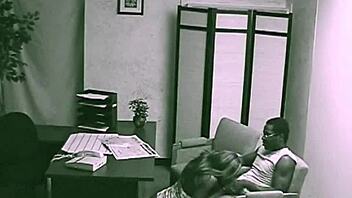 black couple sneaks hardcore fuck and blowjob in office