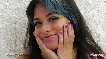 Super sexy brunette teen 18+ teases in casting massage interview