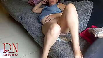 curvy college girl TEASES panties FINGERING juicy PUSSY lips publicly