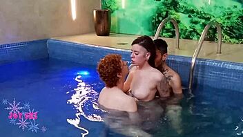 skinny blonde bareback anal gaping with monster cocks poolside