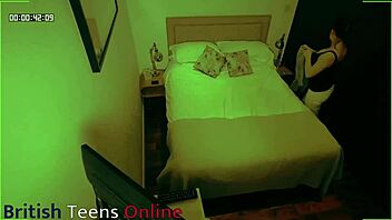 Voyeur couple's first time airbnb fuck in costumes pantyhose!