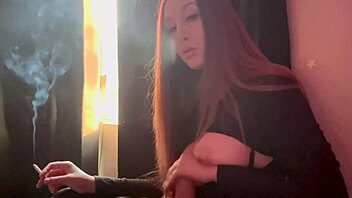 hey italian milf artemisia loves smoking while dildoing big tits solo