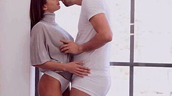 pushing two fingers boldly deep into girlfriend's tight ass hole