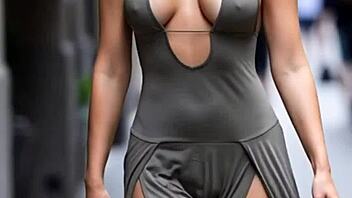 Busty milfs bounce massive natural tits braless public compilation