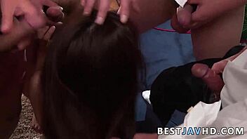 Filthy nympho reina takayama gangbanged by studs