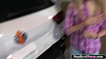 petite blonde teen refuses shirt off but fingers pierced tits for older guy pov