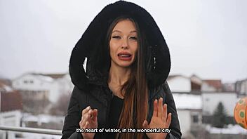 Laura Quest's Winter Snow Tease Flashing Tits Outdoor Voyeur Adventure