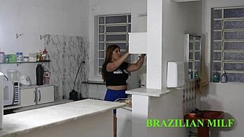 stepdad's monster cock barebacks stepdaughter in kitchen!