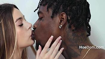 Petite beauty teases Damion Dayski's elbow-thick interracial cock