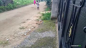 african babe from lagos travels to warri for wild outdoor fuck with fan