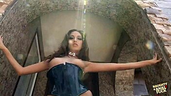 leashed brunette takes anal threesome pounding in garage 🐕🍑💦