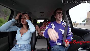 Big cock ravages tiny teen backseat!