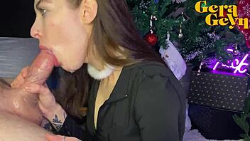 christmas deepthroat blowjob ends in huge cum covered facial 😍🎄💦 monster load