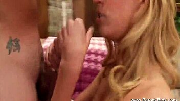 Blonde milf milks huge cock facial cumshot