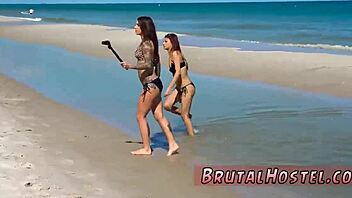 Young 18+ teen endures triple anal gangbang bondage rough public outdoor domination extreme