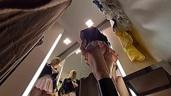 Hidden cam catches hot girl trying sexy clothes in dressing room