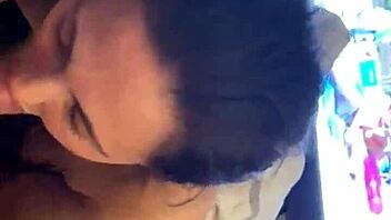 Shaved Wife Deepthroats Sucks Big Cock to Cumshot