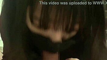 pretty japanese brunette's thick sloppy tongue blowjob makes me cum in mouth pov