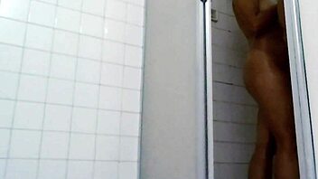 real couple's wet bathroom shower sex with bent over doggystyle pounding