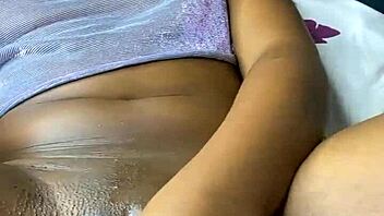 peeking at my sexy ebony teen finger her sloppy wet pussy lips