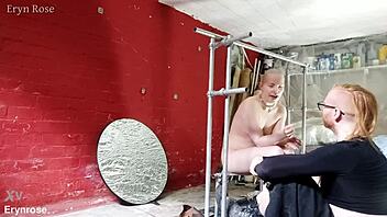 bound slave begs desperately for huge dildo squirting orgasm release