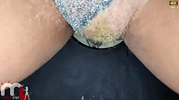 athletic brunette babe rides huge cock as cuck watches closely