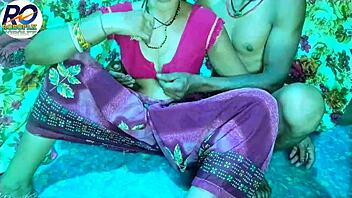 desi beauty rocks red saree during hot session claire vais