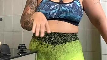 the wife films cooking videos online but really flashes her swollen young pussy